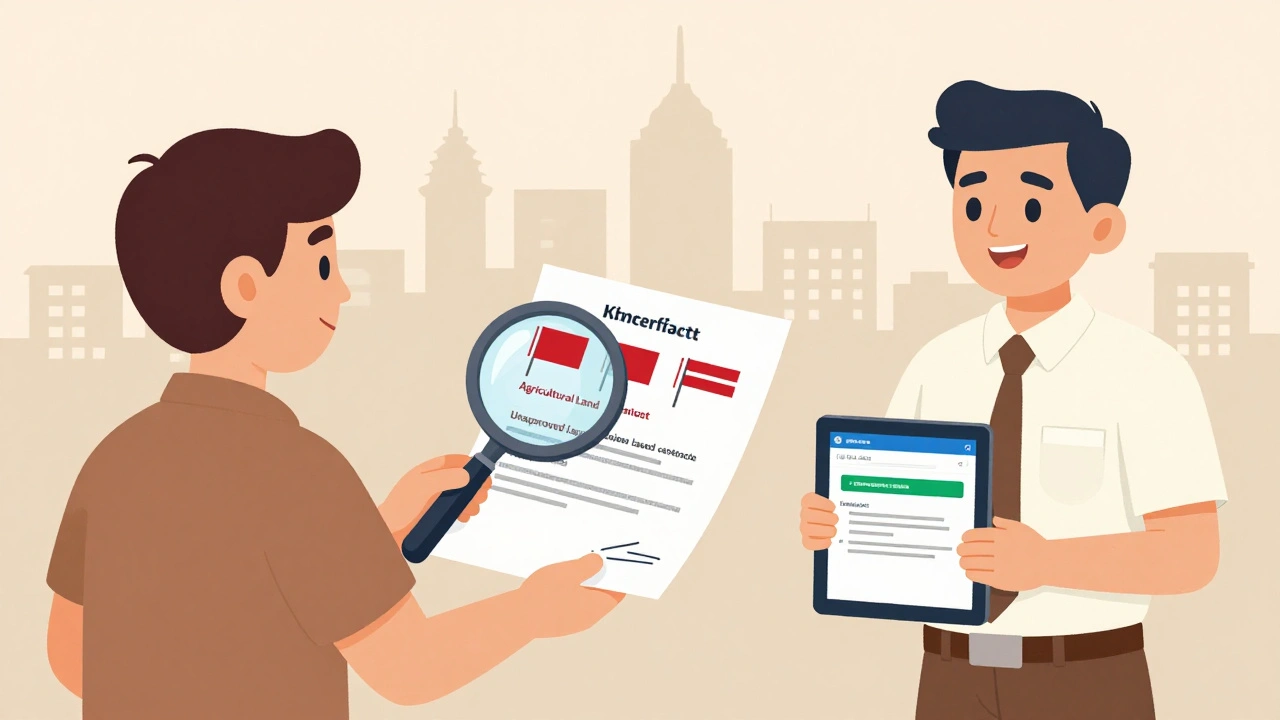 Buyer receiving Khata and Conversion certificates in Bengaluru with verification tools.