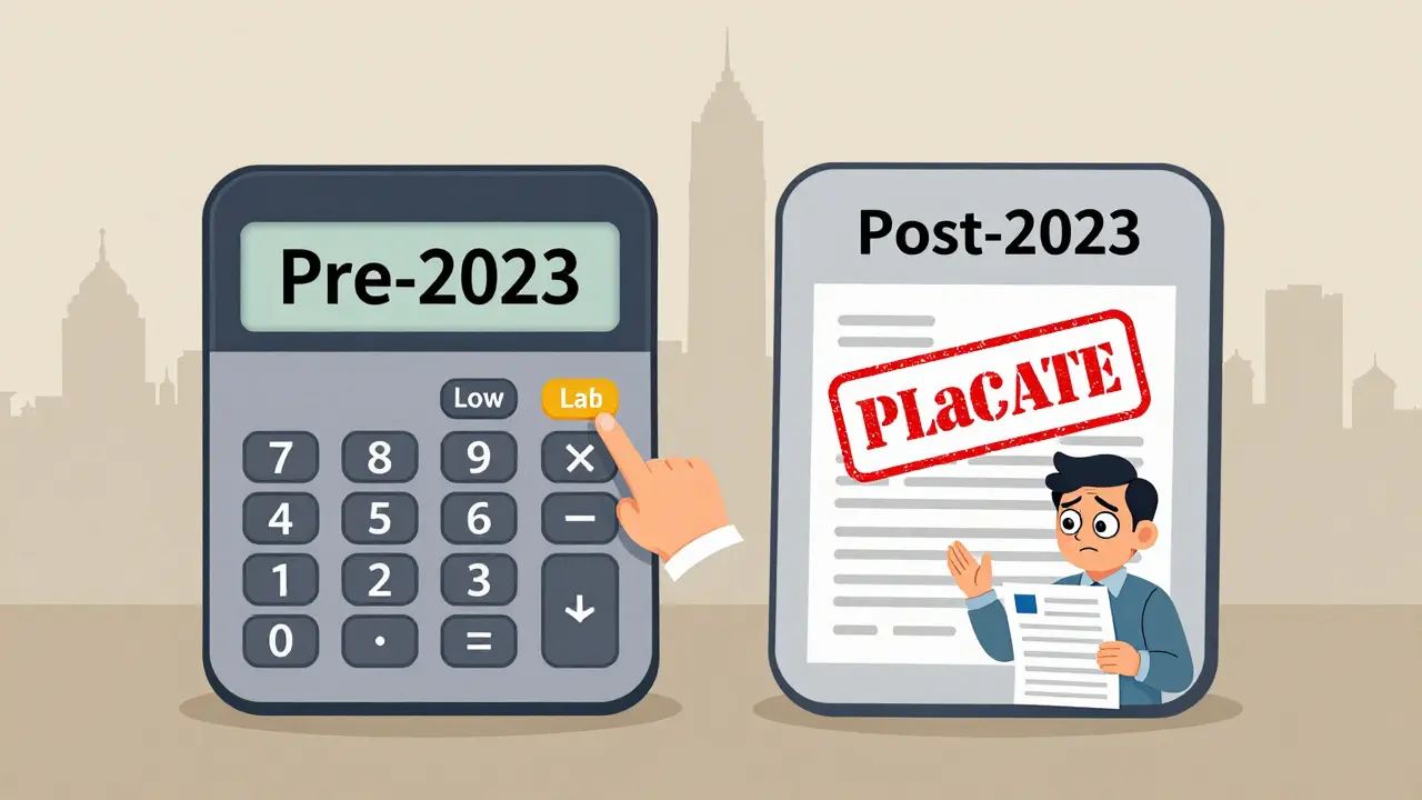 Financial advisor shows contrast between old and new debt fund tax rules using calculators.