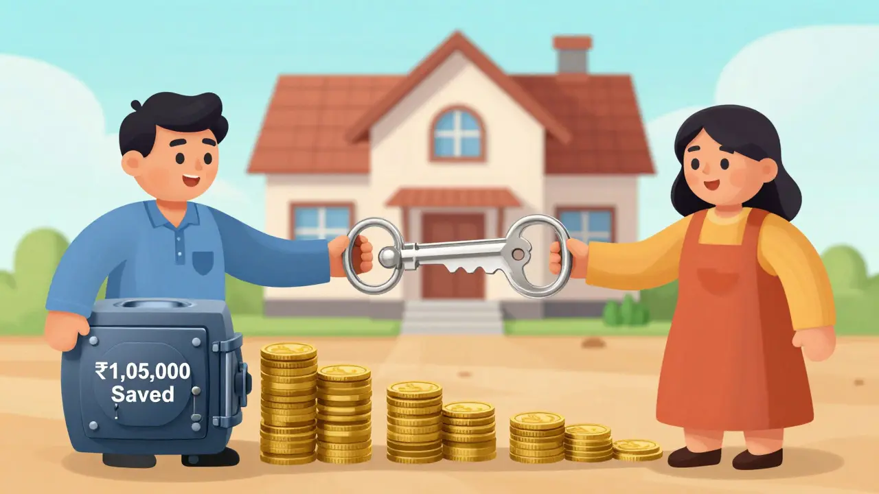 Two co-borrowers unlock a tax savings vault with a shared key, while construction turns into a home.