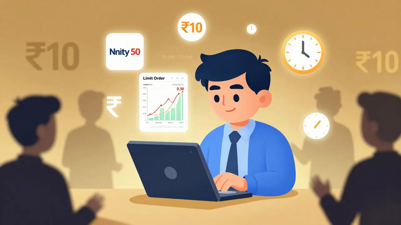 Trader using limit order on a liquid stock with tight spread during peak trading hours.