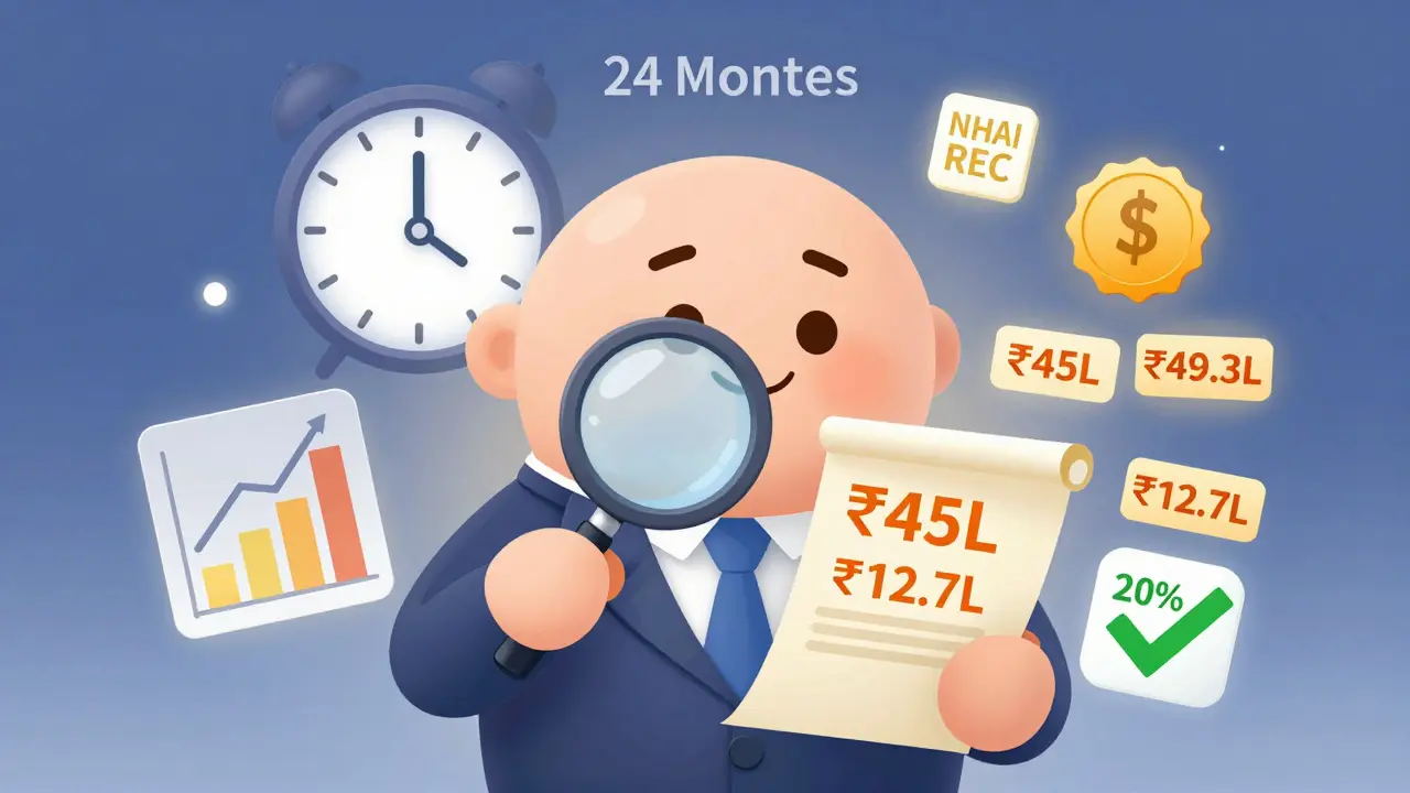 A calm investor uses a magnifying glass to see inflation-adjusted property costs, with tax savings and bond icons glowing around them.