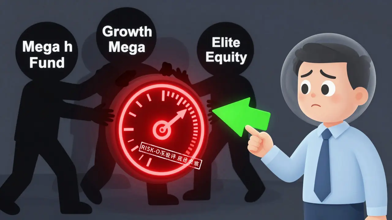 An investor being warned away from a red-risk fund by a knowledgeable advisor.