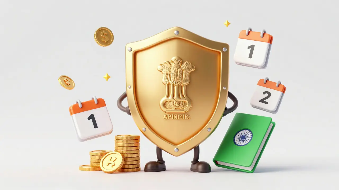 A government shield protecting savings with quarterly payment icons.