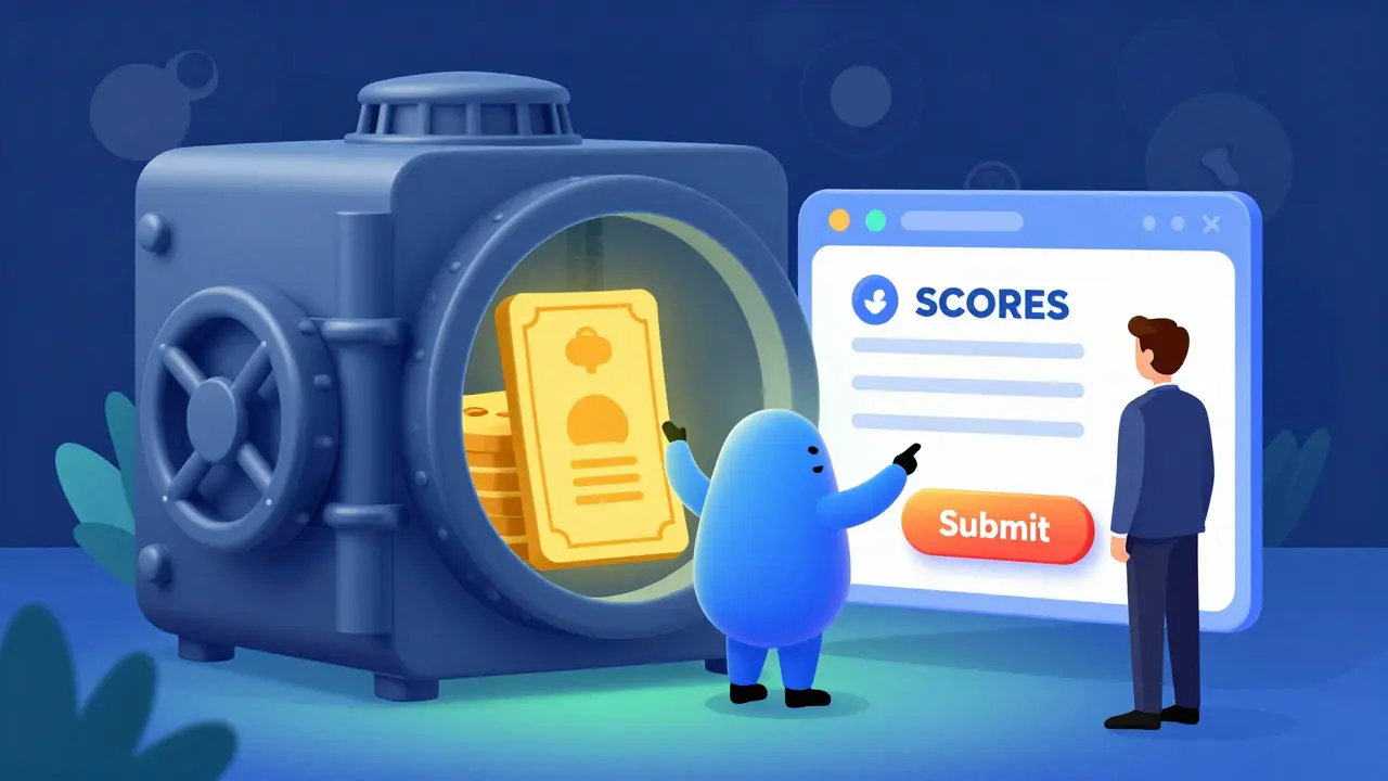 A secure digital vault protecting stocks and a user submitting a complaint via a portal.