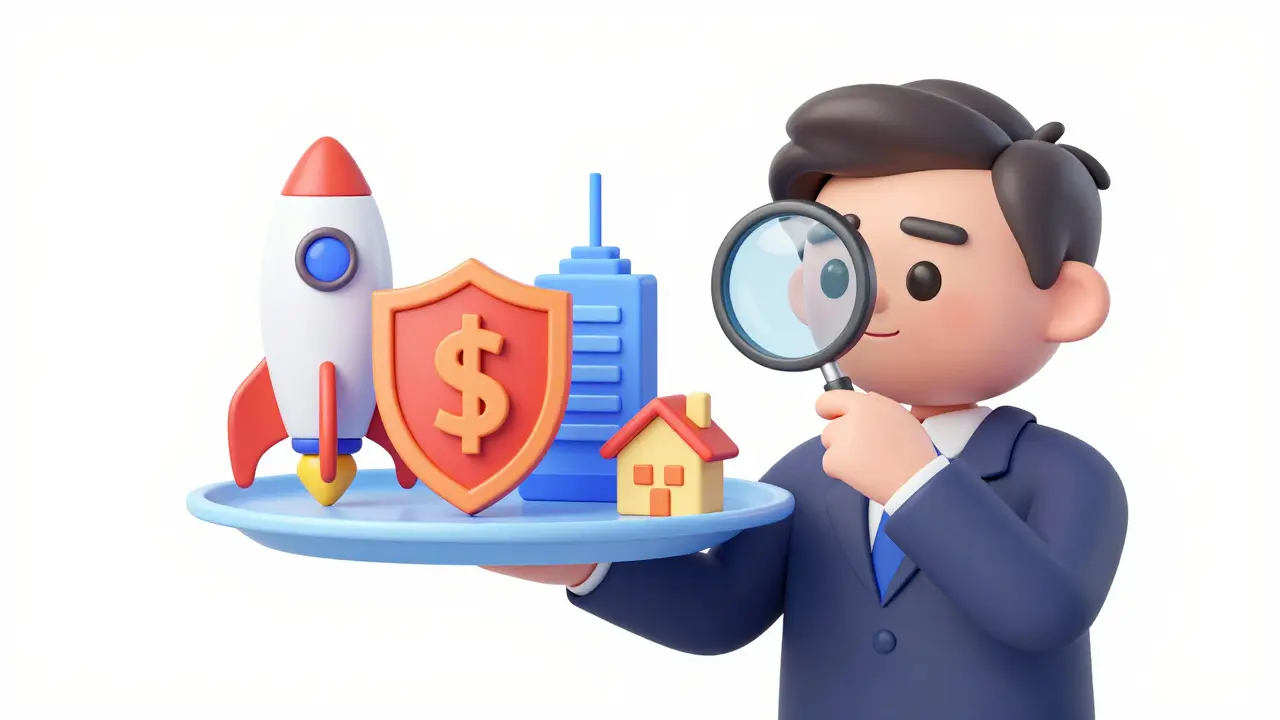 An investor analyzing a platter of different asset classes including equity, bonds, and real estate.