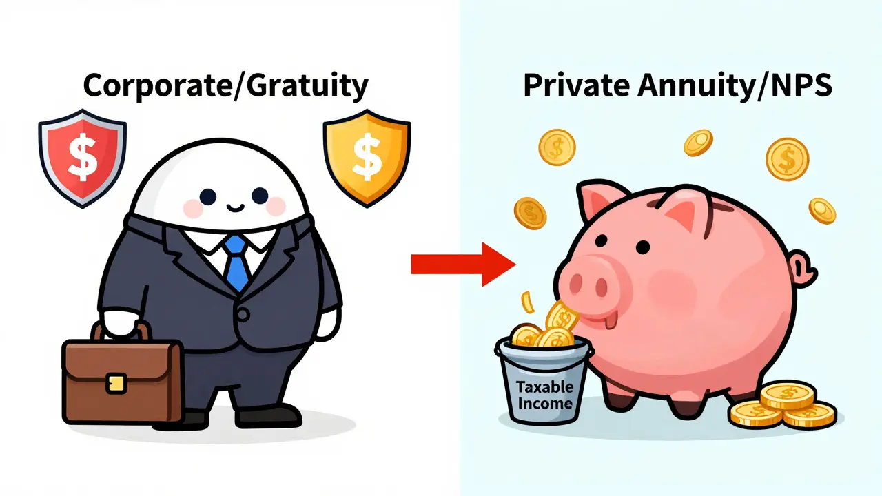 Illustration comparing corporate gratuity vs private annuity taxes