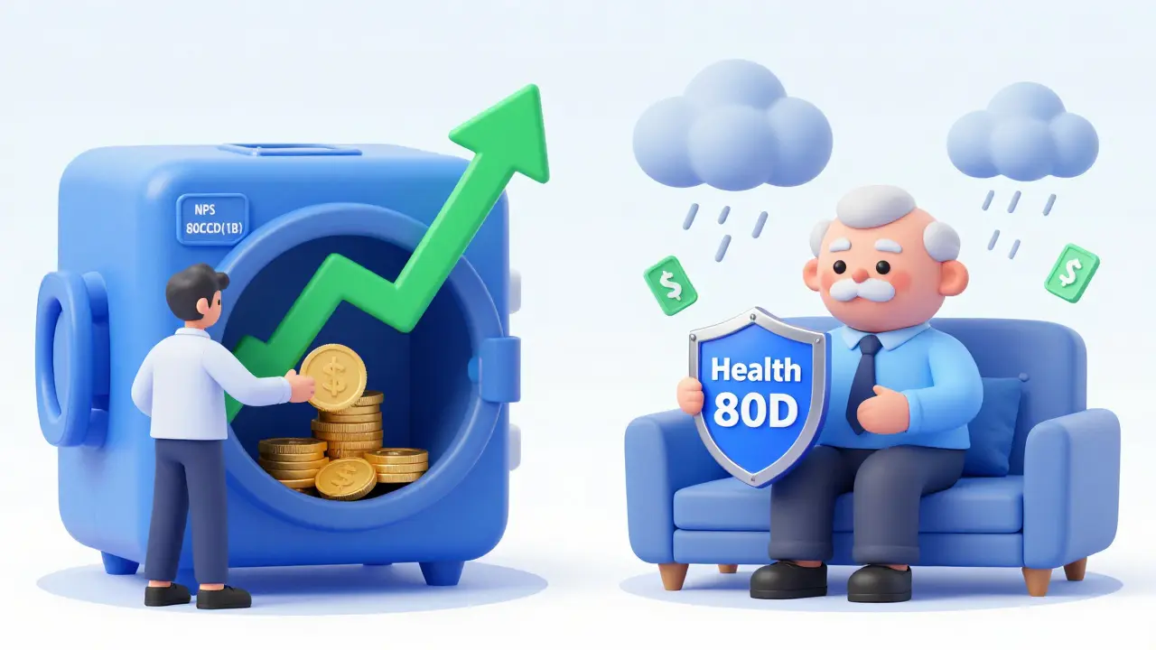 Illustration of NPS contributions and health insurance protection