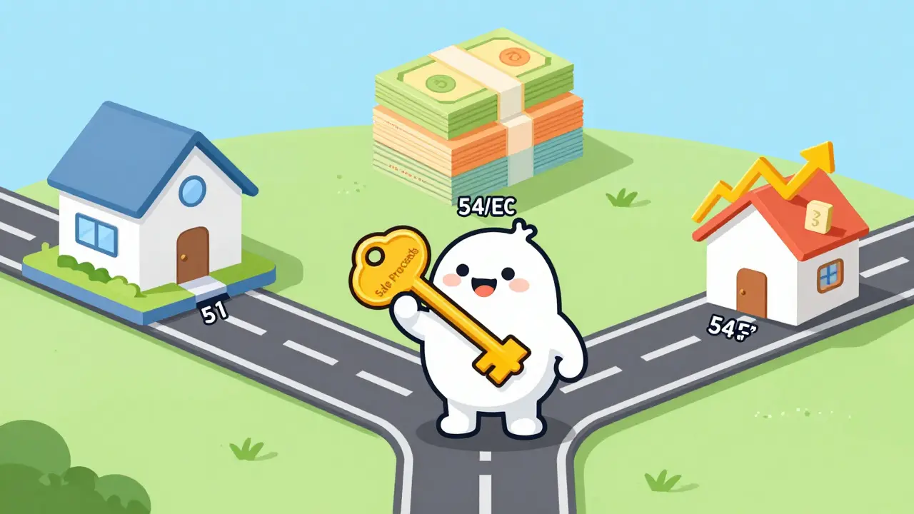 Illustration of tax exemption options: new house, bonds, and reinvestment paths