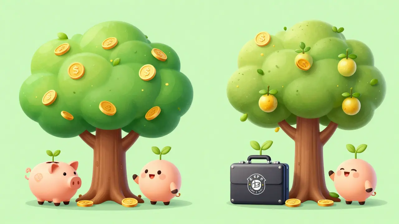 Comparison of PPF and EPF growth illustrated as trees